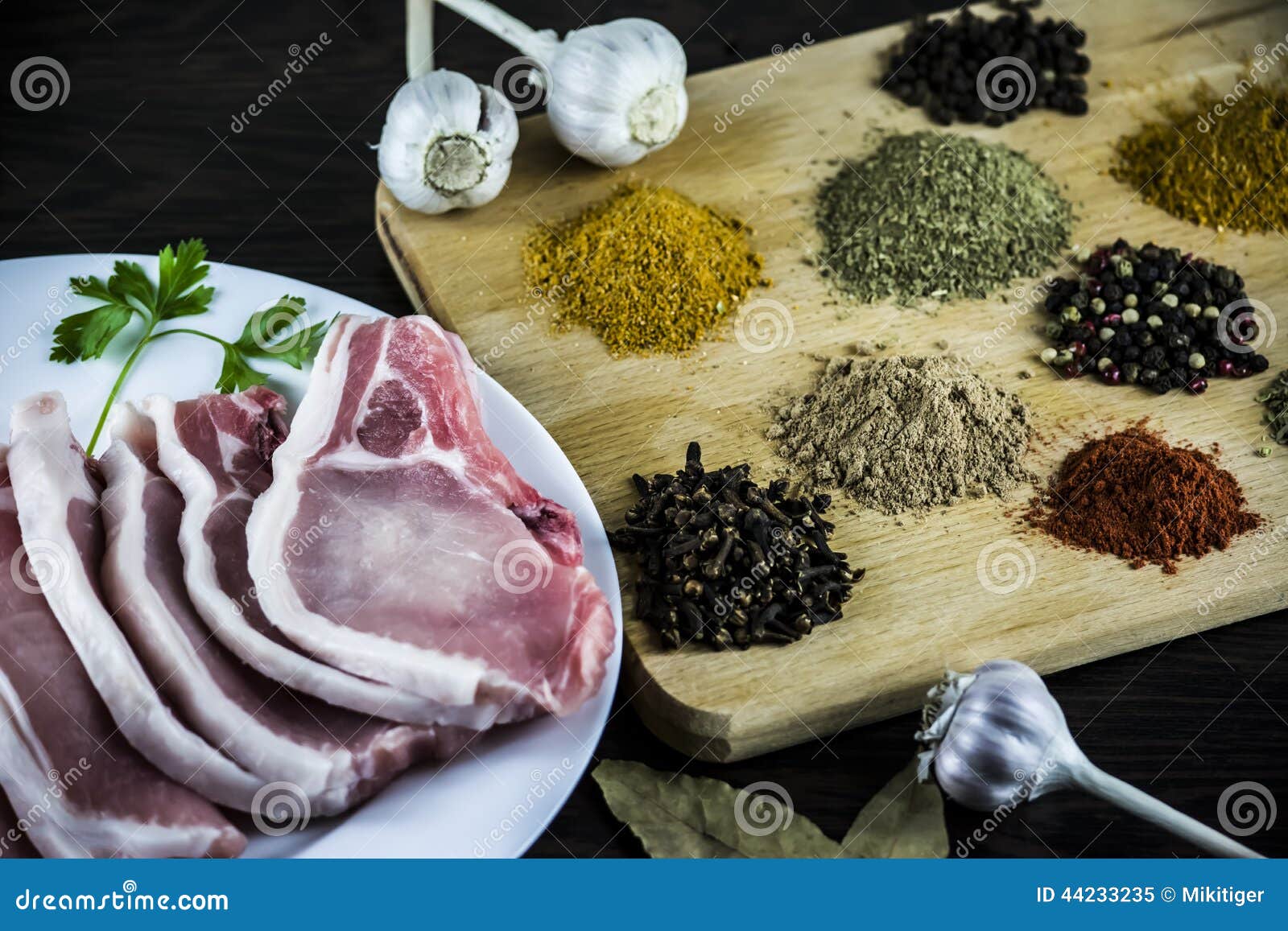 Meat and spices stock image. Image of table, grass, pepper 44233235