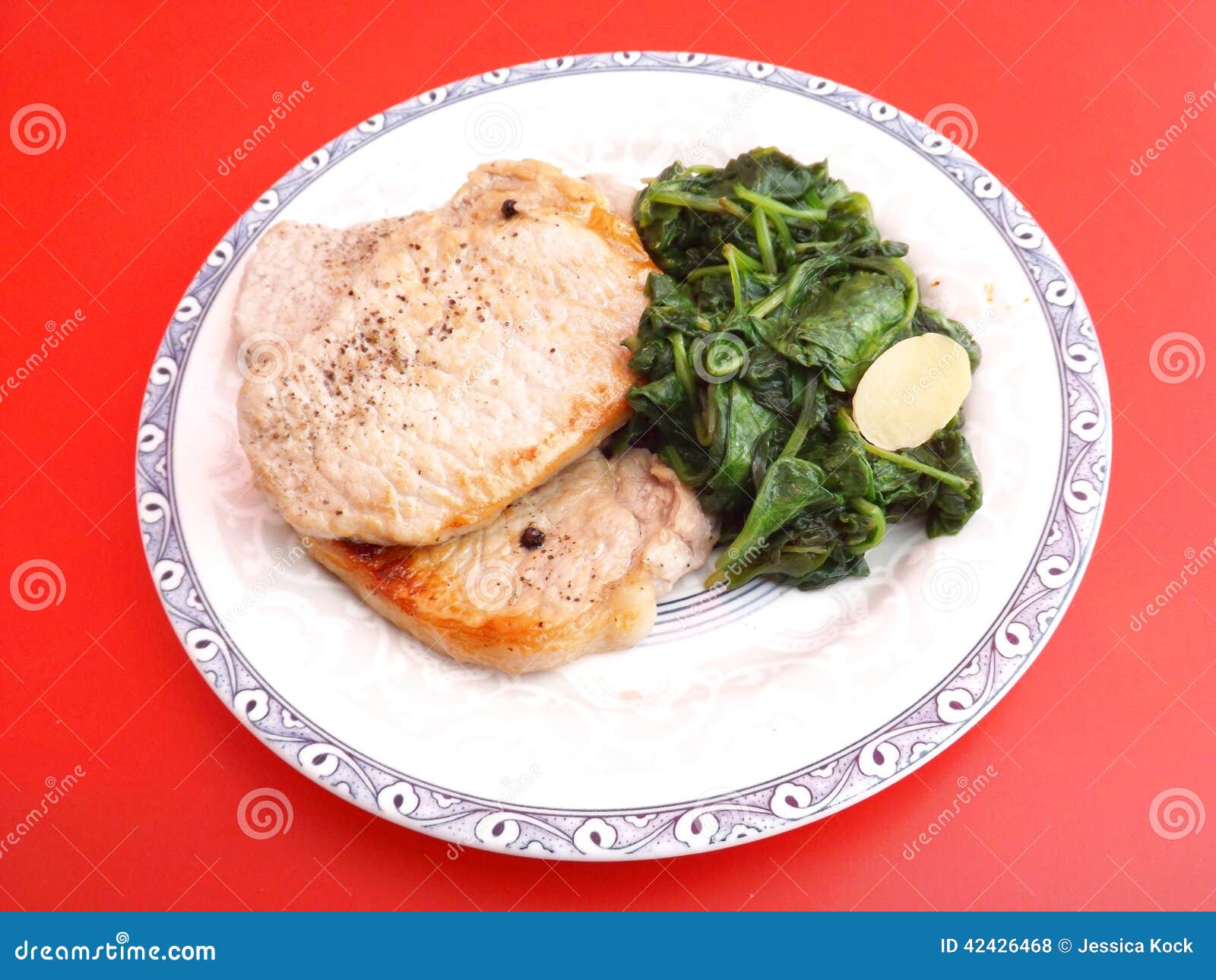 Meat with spinach stock photo. Image of freshness, pork 42426468