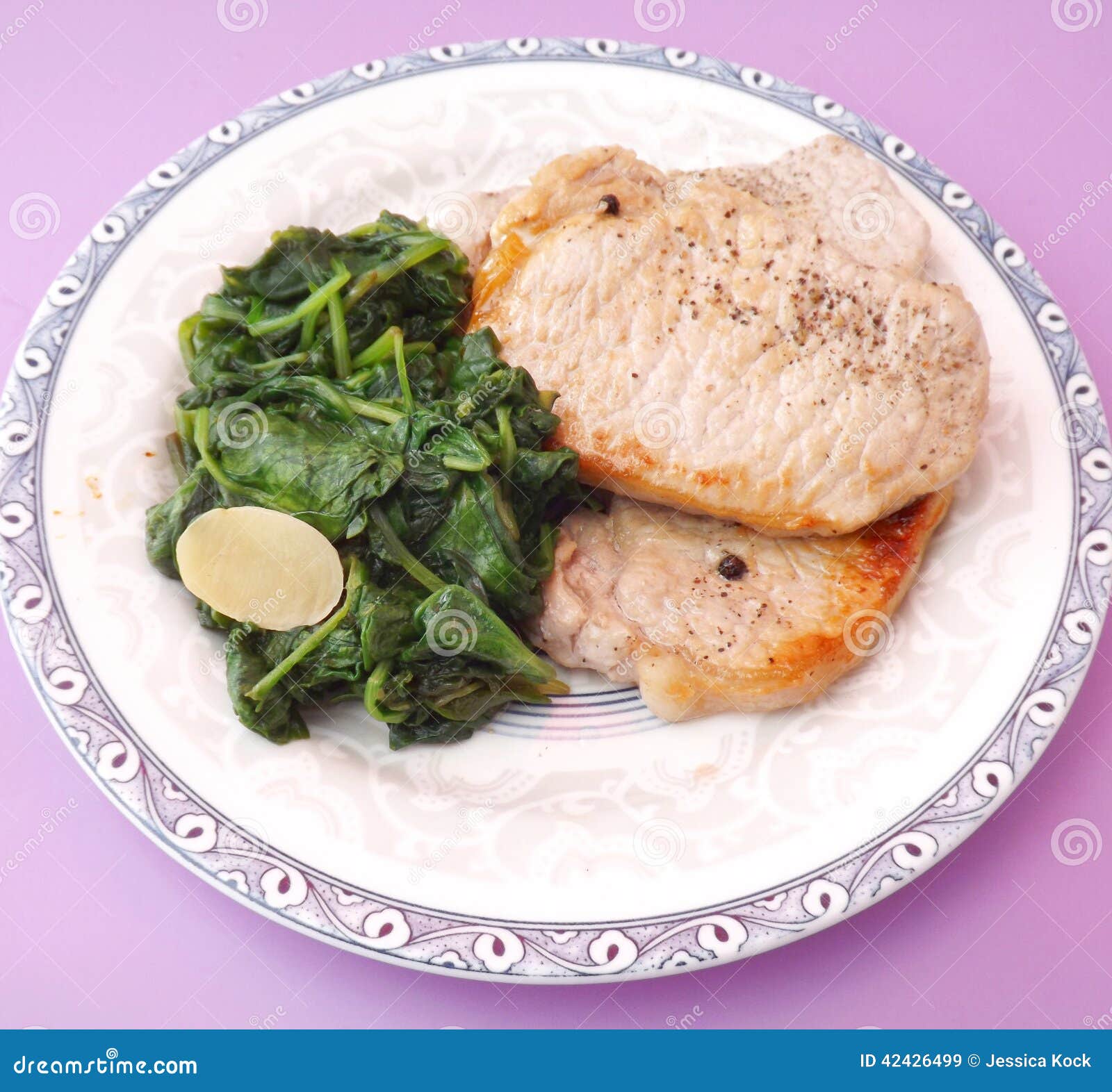 Meat with spinach stock image. Image of food, healthy - 42426499