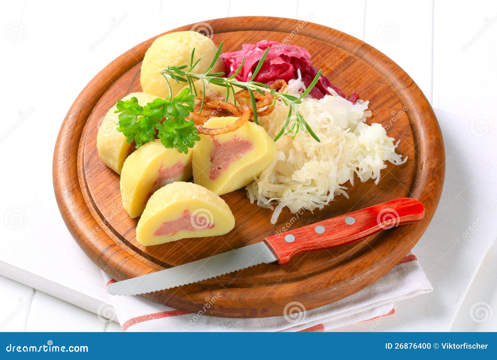 Meat Stuffed Potato Dumplings with Cabbage Stock Photo Image of
