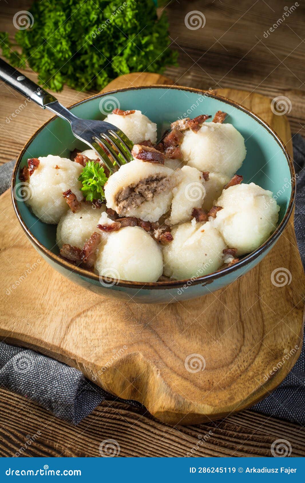 Meat Stuffed Potato Dumplings Stock Image Image of meat, table 286245119