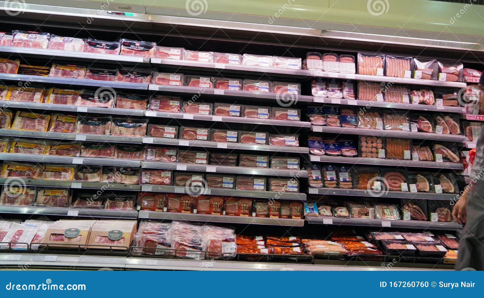 A Super Market Meat Section Aisle Stock Photo, Picture and Royalty