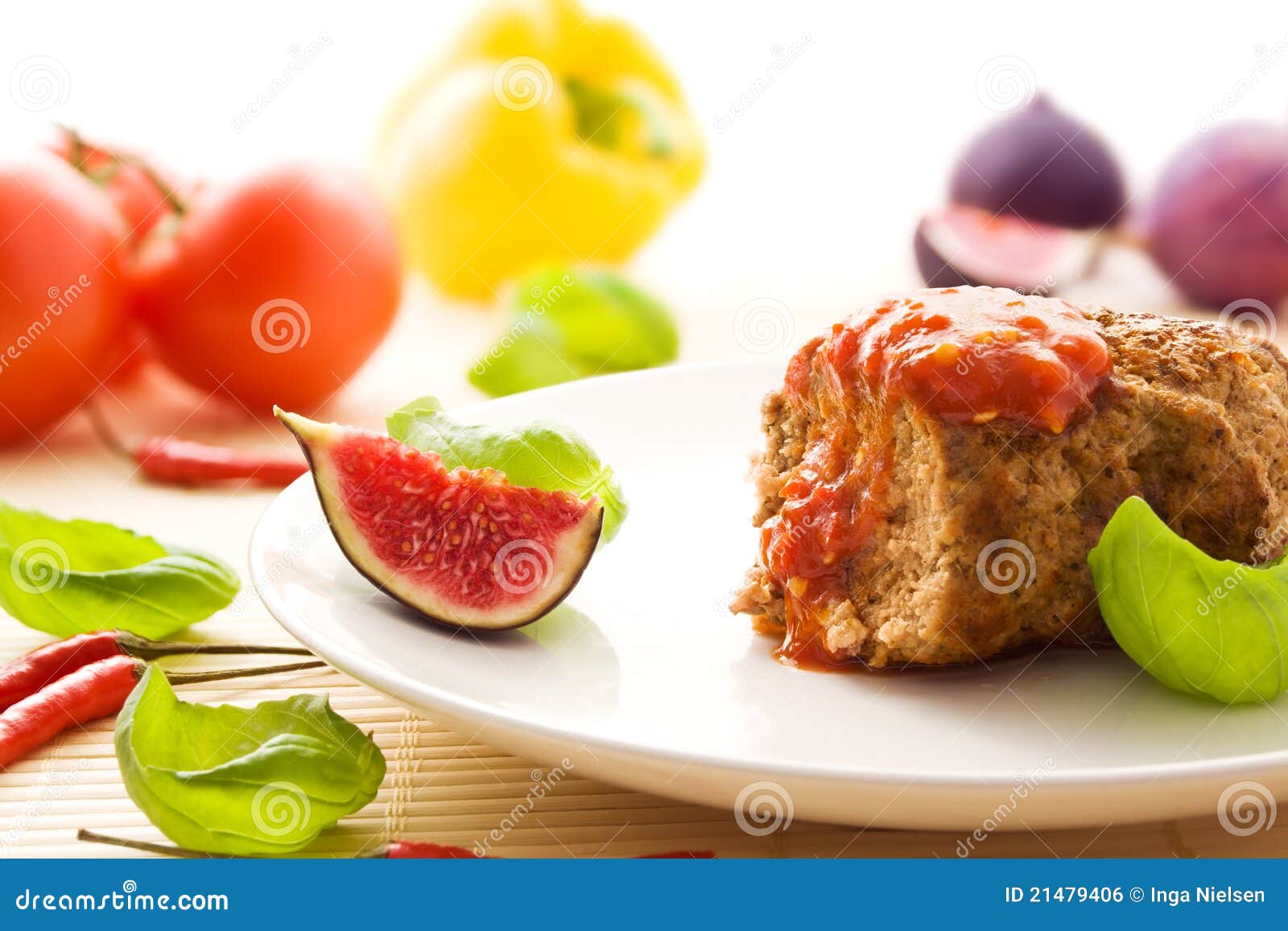 Meatball with chili sauce stock photo. Image of food 21479406