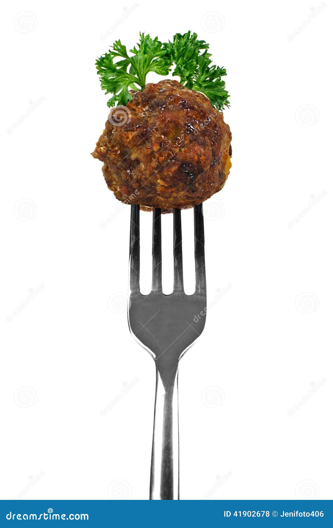 Meatball on fork stock photo. Image of grilled, parsley 41902678