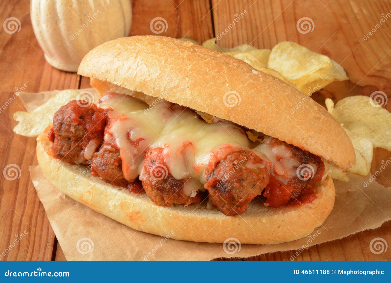 Meatball sandwich stock photo. Image of cheddar, food 46611188
