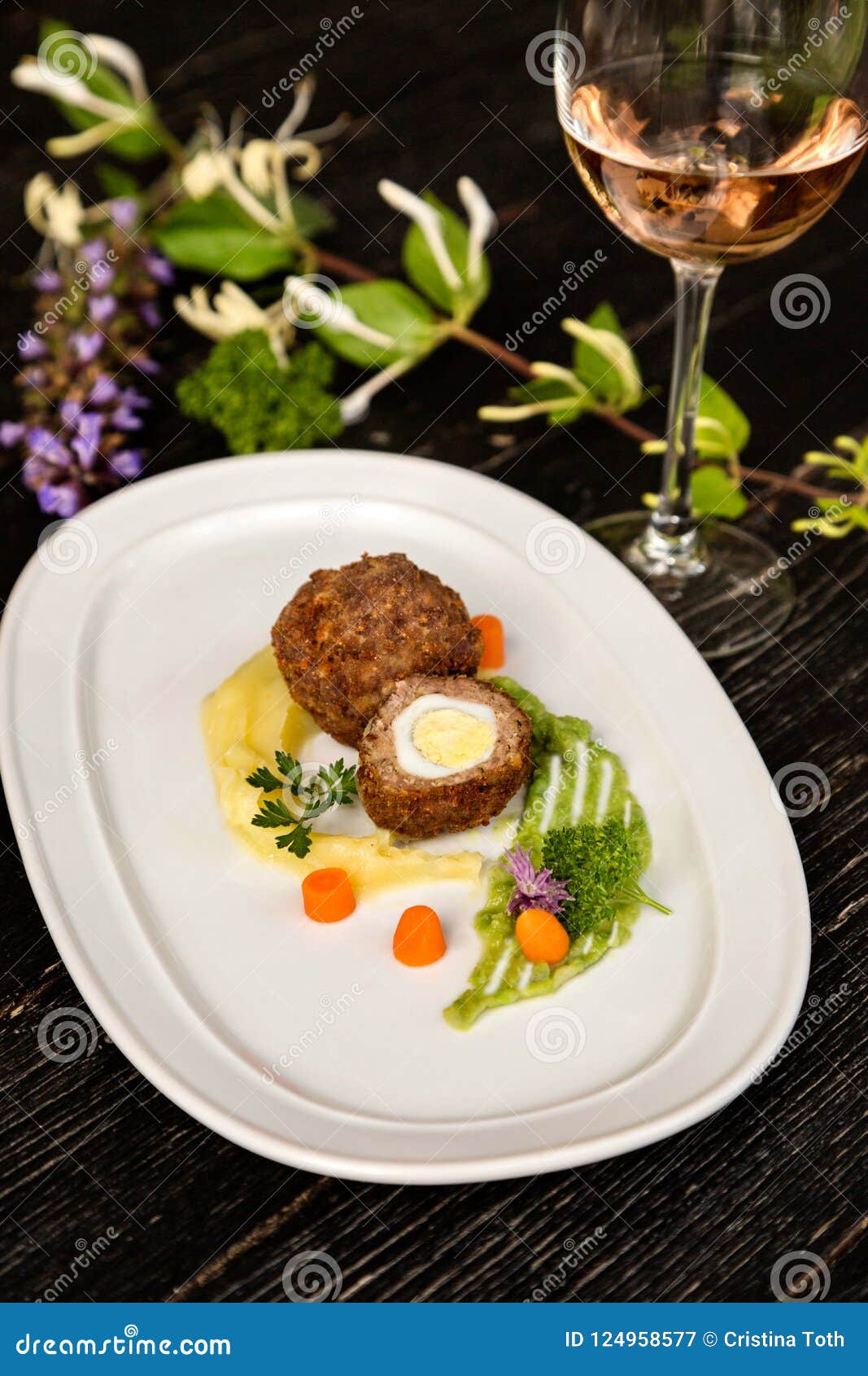 Meatball Stuffed with Quail Egg Stock Image Image of homemade