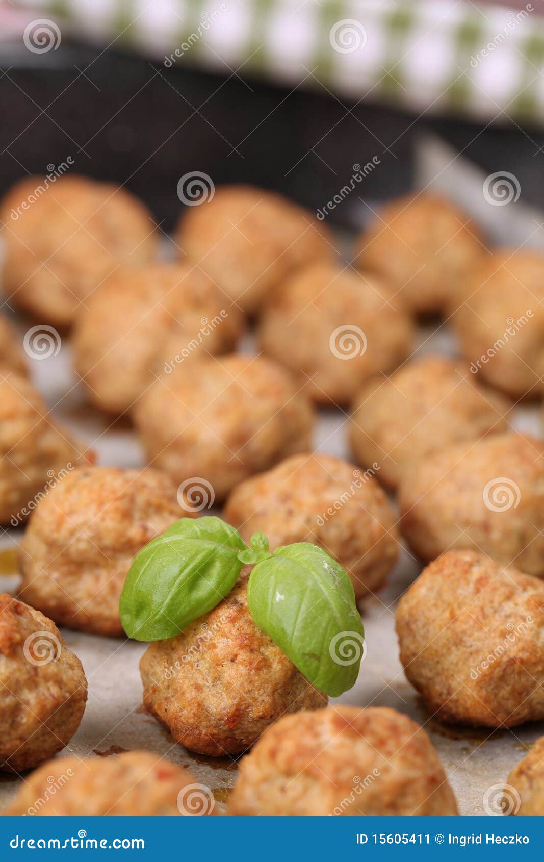 Meatballs on baking sheet stock image. Image of objects 15605411