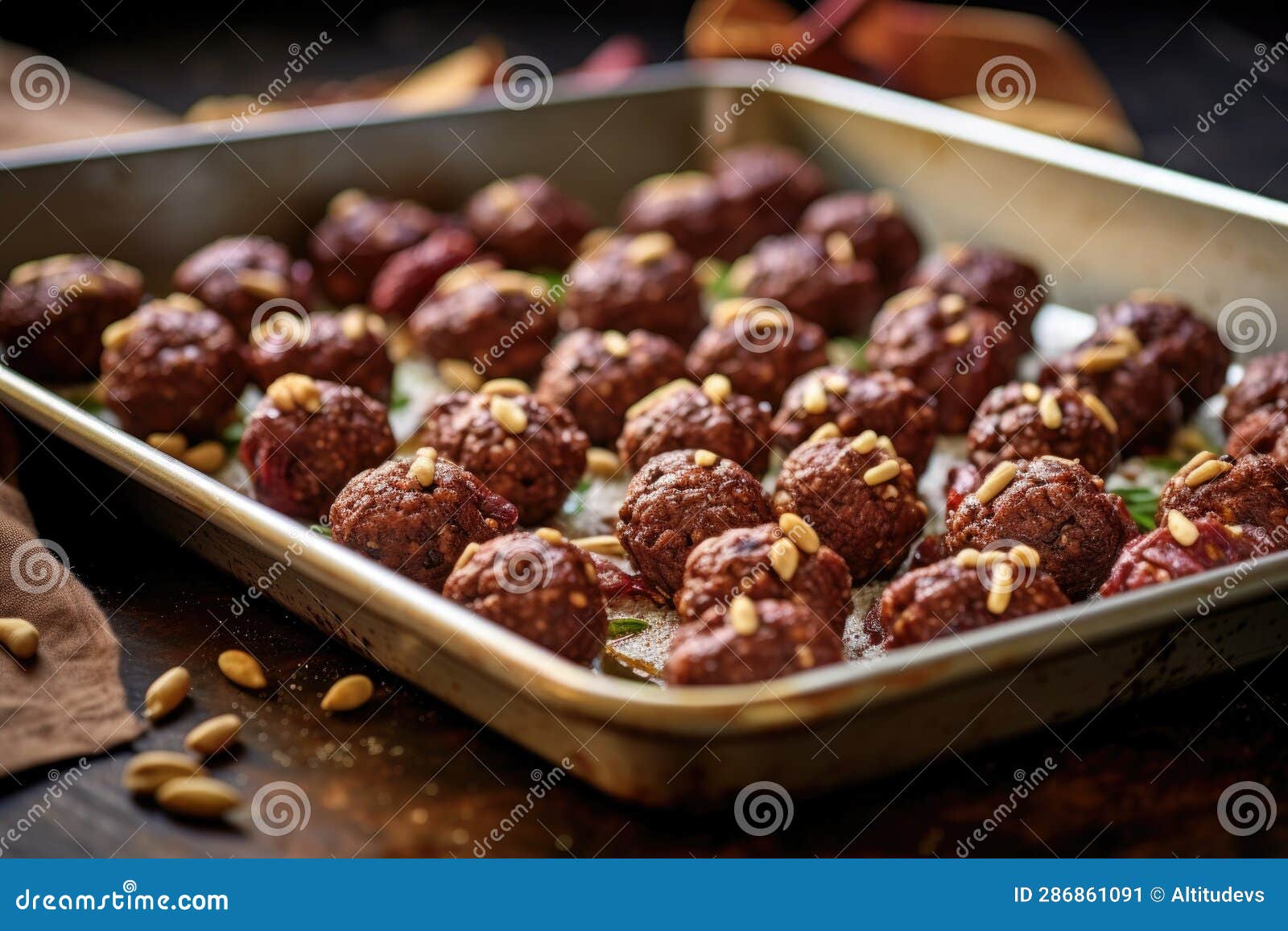 Meatballs on Baking Sheet Ready for Oven Stock Image Image of ready