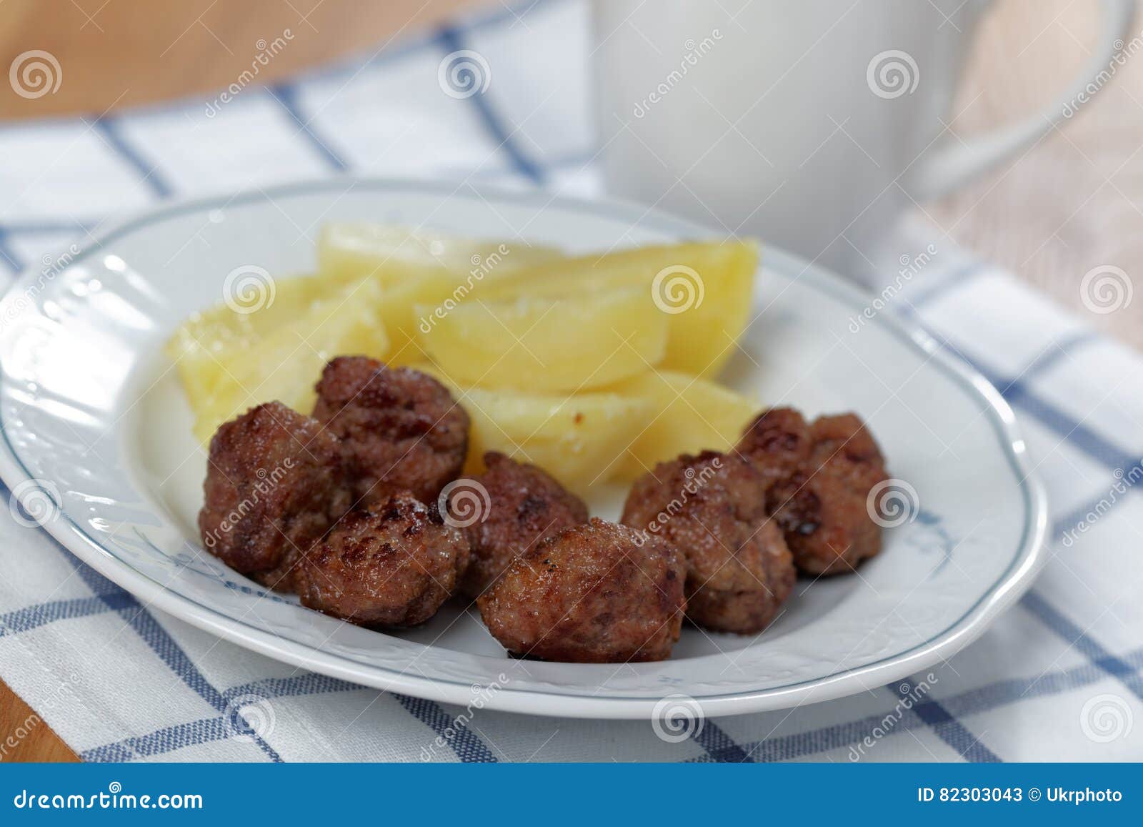 Meatballs with Boiled Potato Stock Image Image of macro, prepared