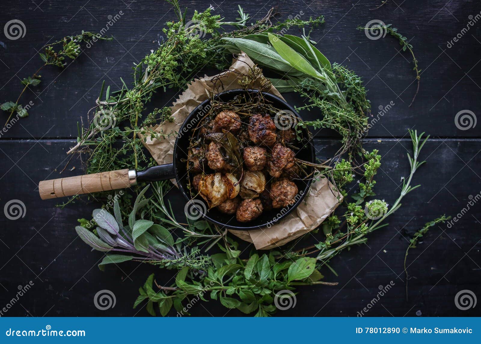Meatballs with herbs stock photo. Image of meatballs 78012890