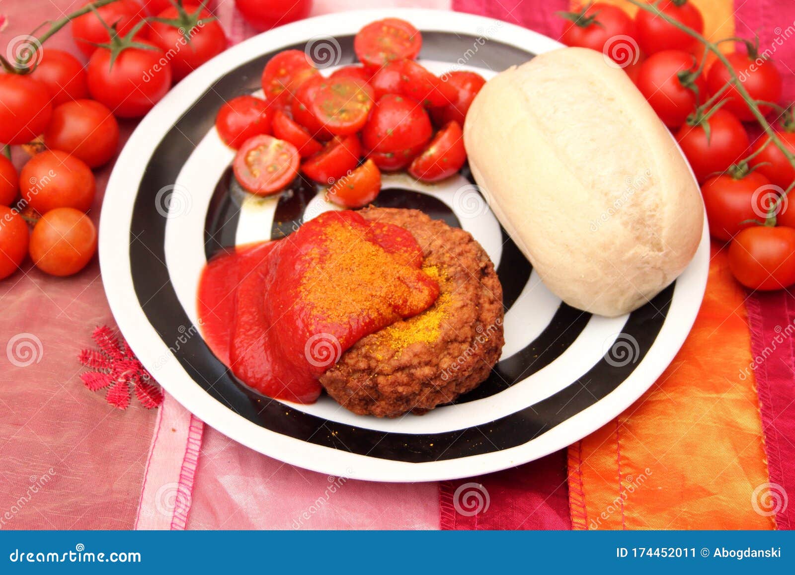 Meatballs with ketchup stock image. Image of bread, meatballs 174452011