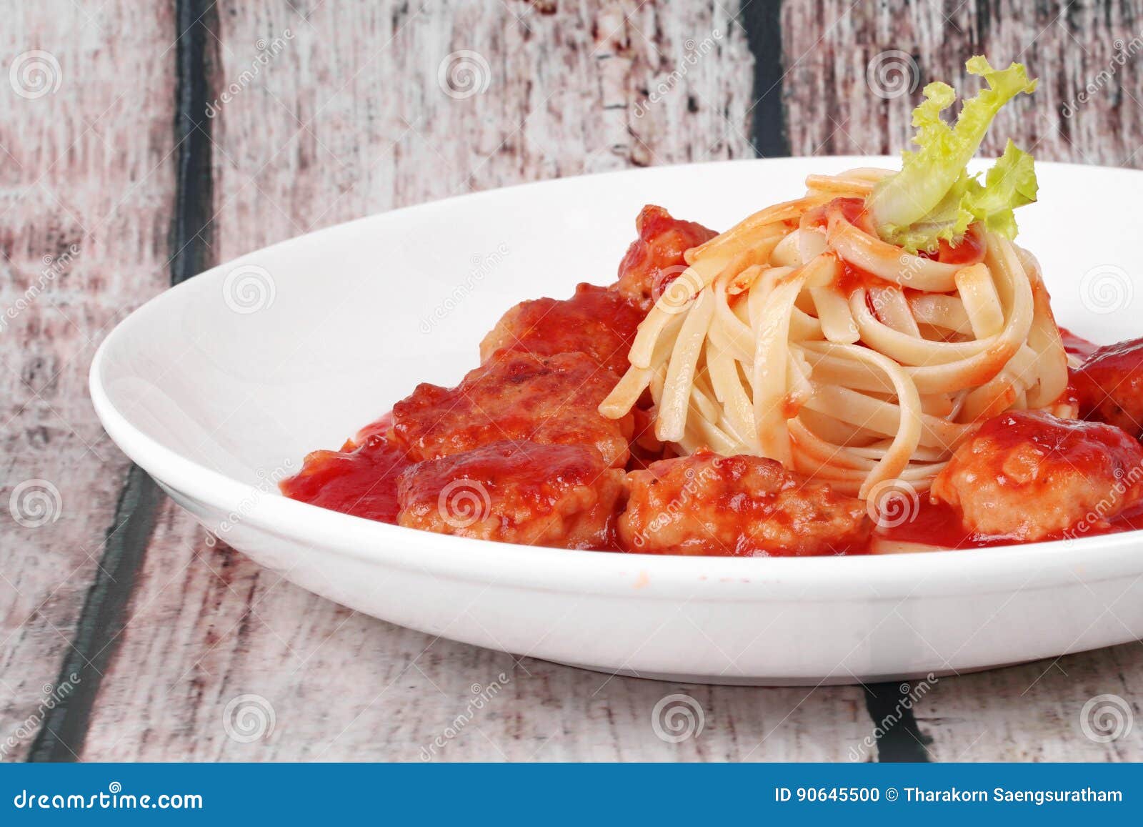 Meatballs Linguine Pasta with Tomato Sauce. Stock Photo Image of meat