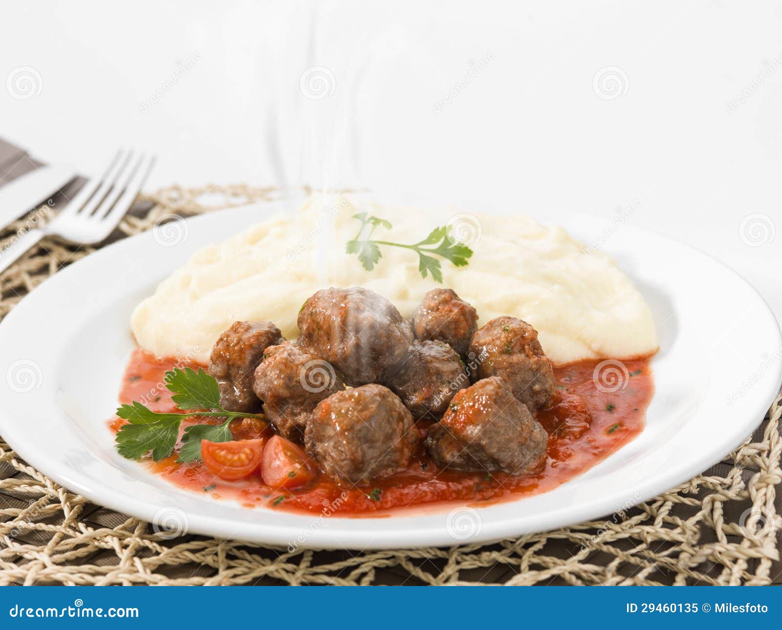 Meatballs and Mashed Potatoes Stock Image Image of italian, drink