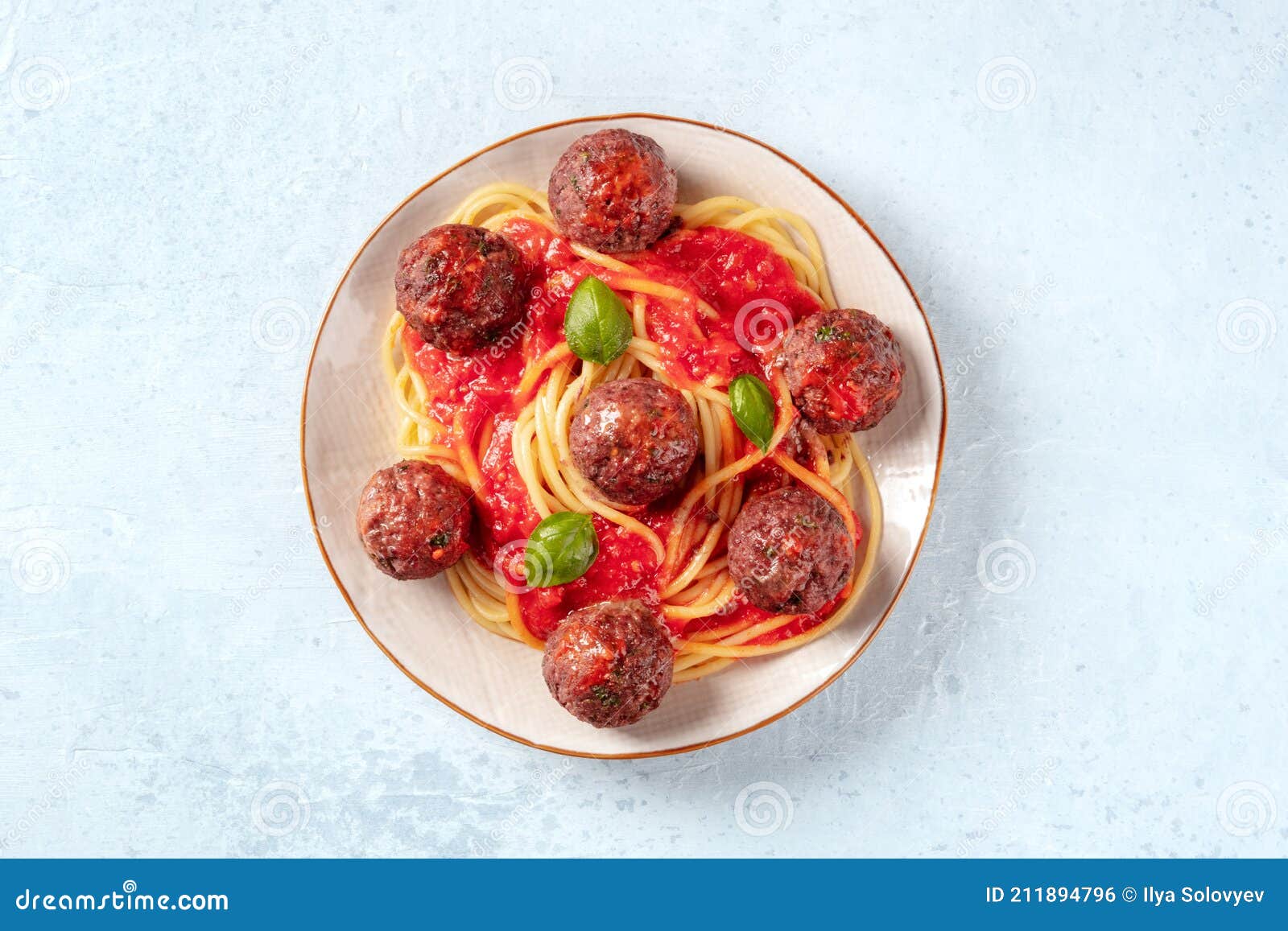 Meatballs and Pasta with Tomato Sauce on a Plate Stock Photo Image of tasty, delicious 211894796