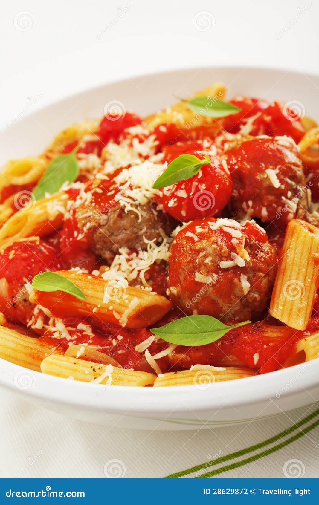 Meatballs with Penne Pasta stock photo. Image of pasta 28629872