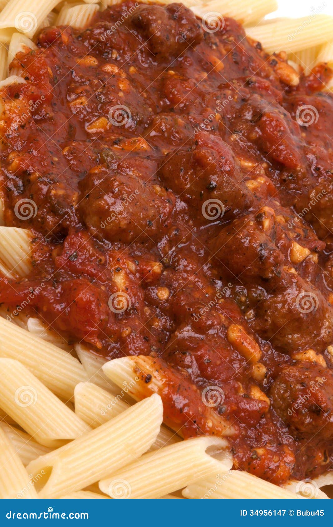 Meatballs with Penne Pasta, Stock Image - Image of sauce, food: 34956147
