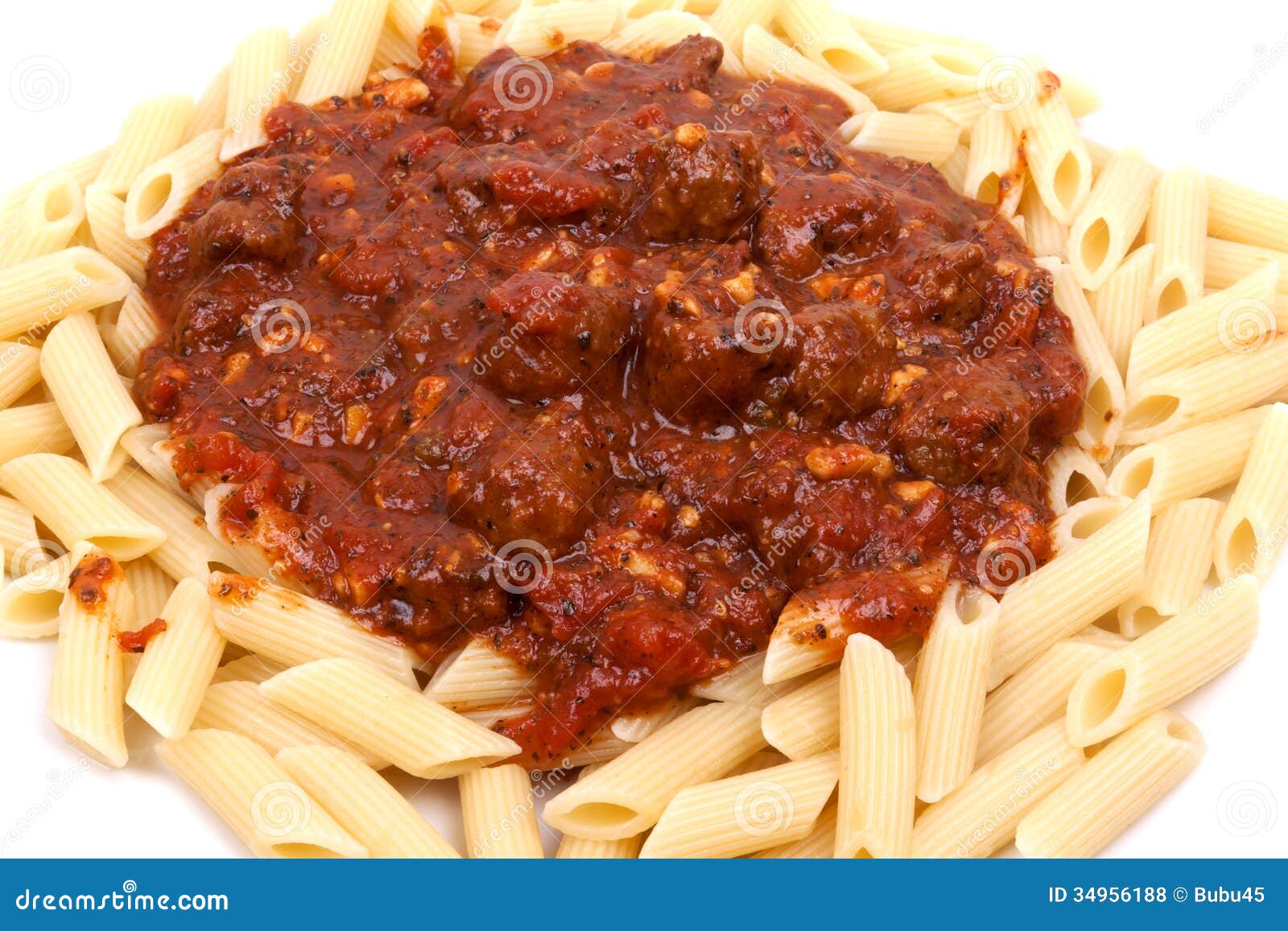 Meatballs with Penne Pasta, Stock Photo Image of basil, meatballs