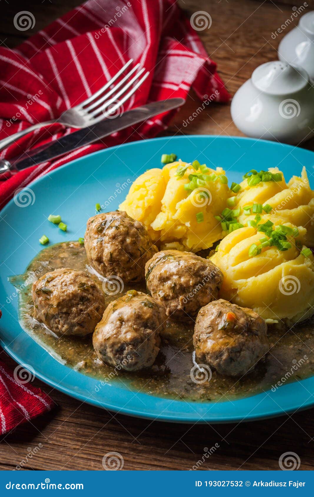 Meatballs with Potatoes in Dill Sauce Stock Photo Image of sauce