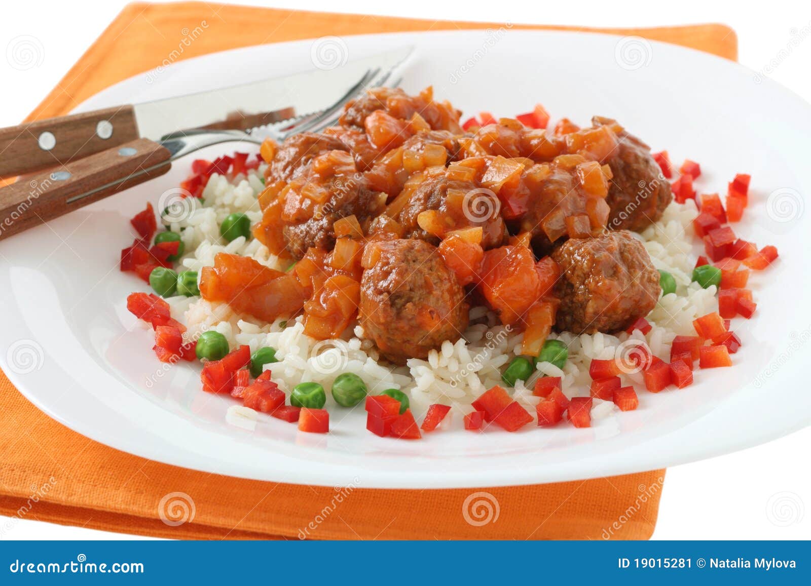 Meatballs with Sauce and Rice Stock Image Image of food, sauce 19015281
