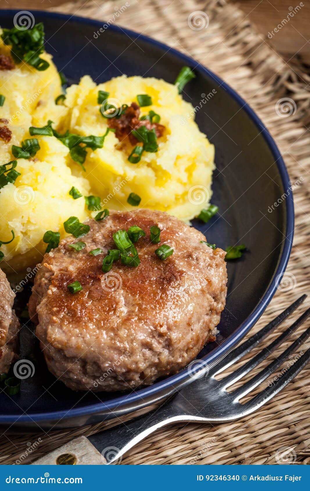 Meatballs Served with Boiled Potatoes Stock Photo Image of pork