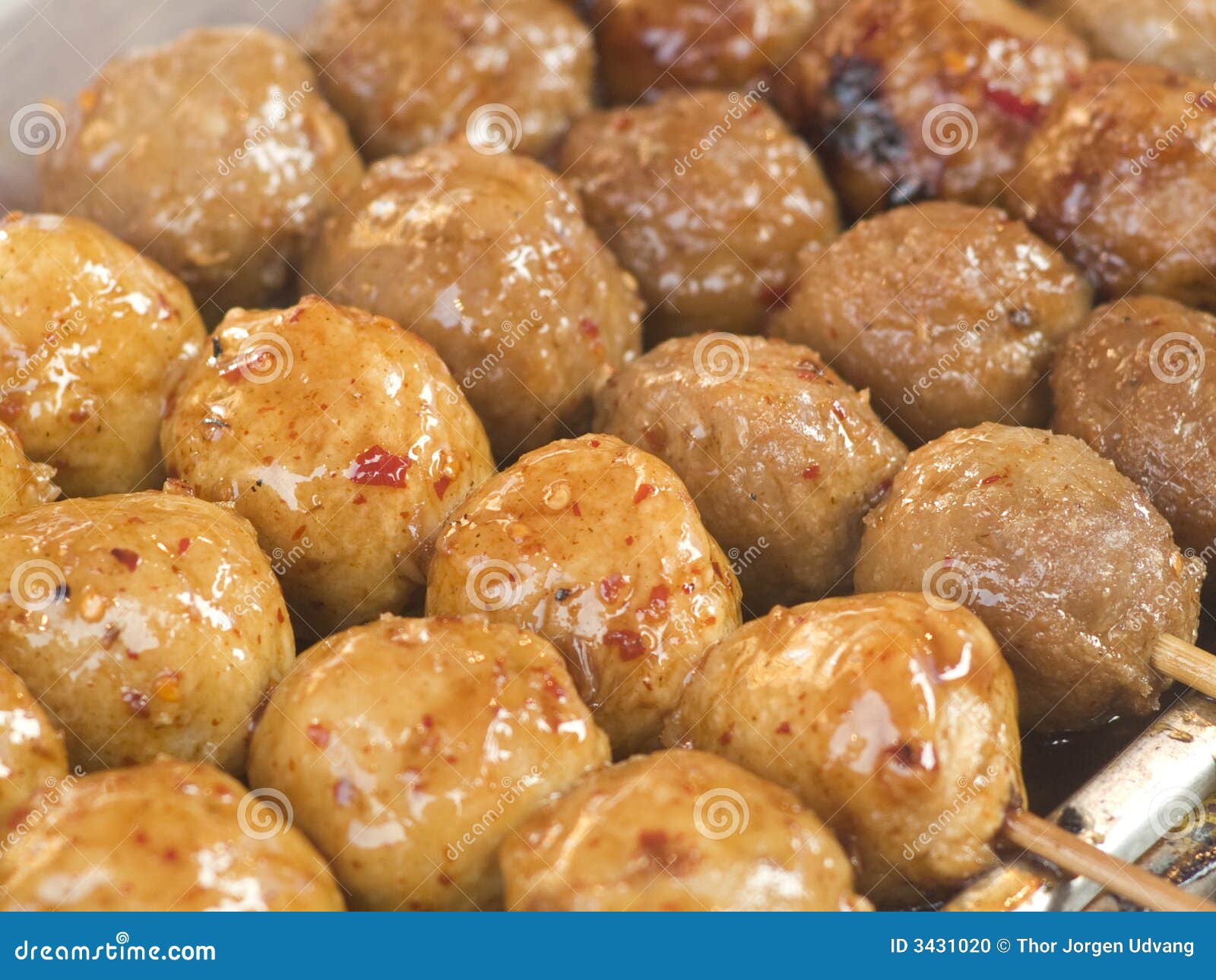 Meatballs on sticks stock photo. Image of market, barbecue 3431020