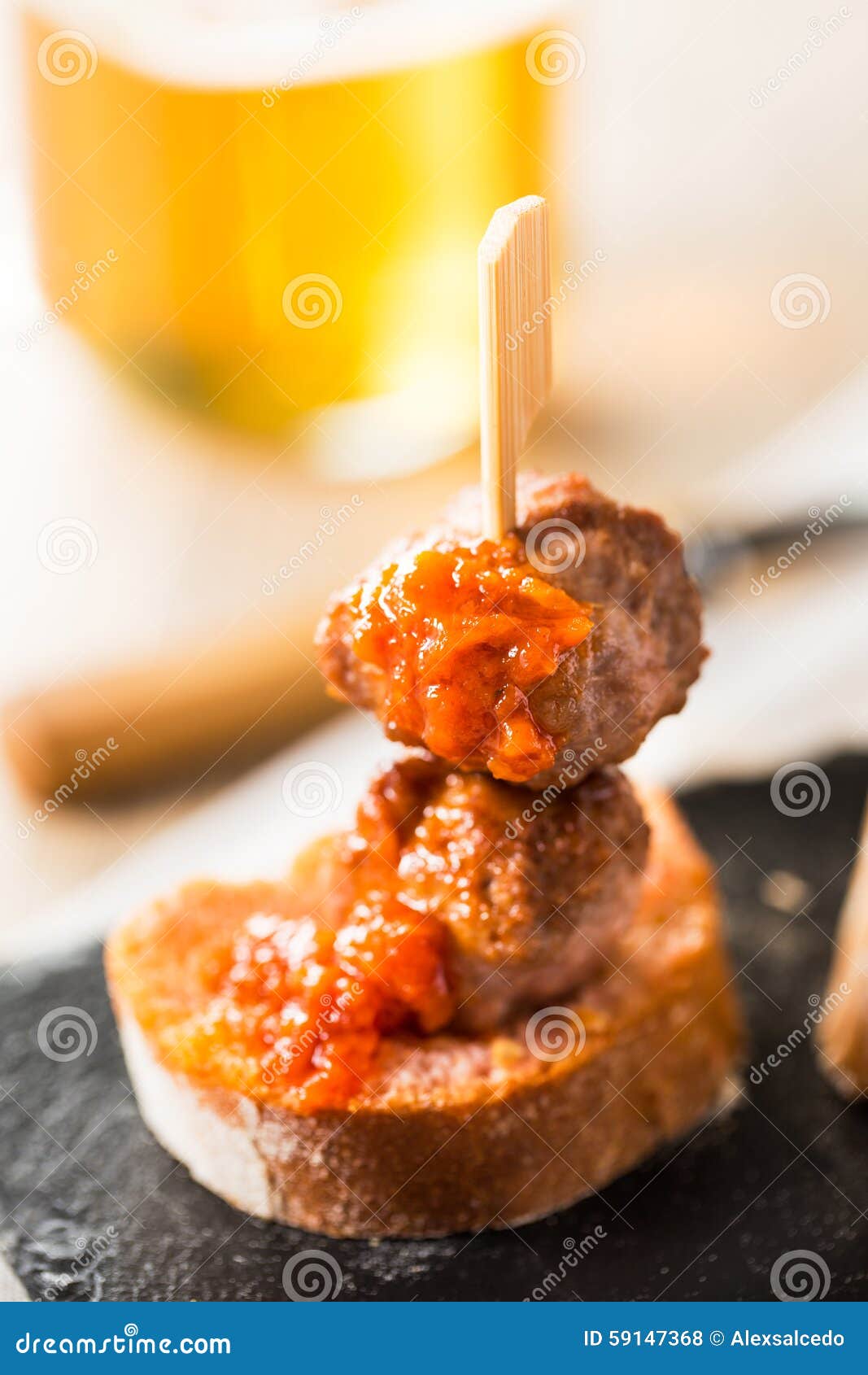 Meatballs tapas stock photo. Image of pork, spanish, meatball 59147368