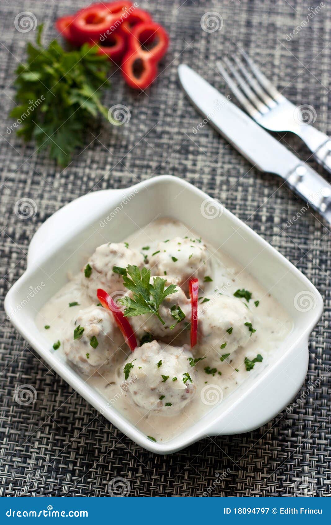 Meatballs in white sauce stock image. Image of food, lunch 18094797