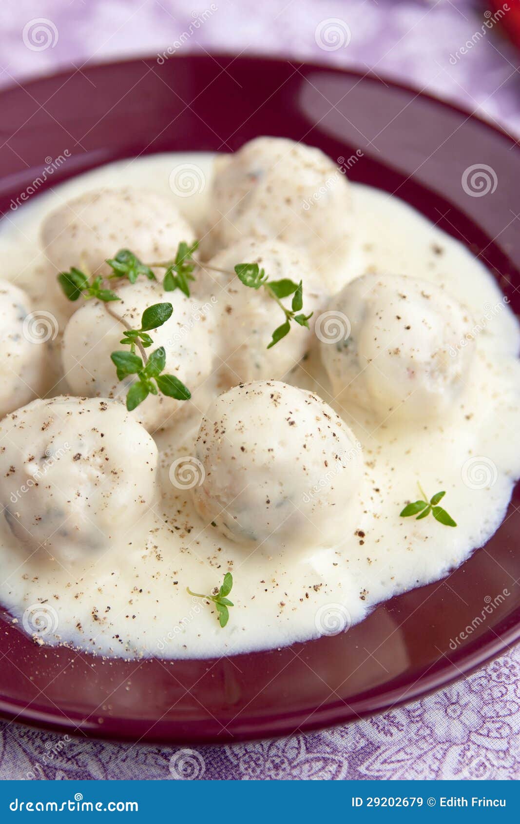 Meatballs in white sauce stock image. Image of gastronomy 29202679