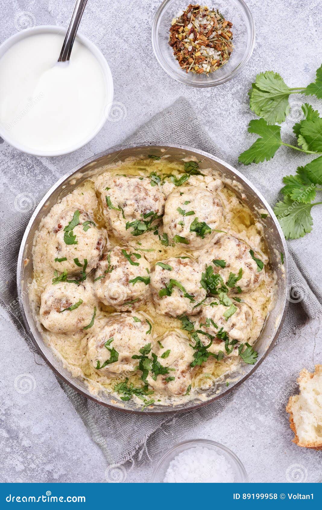 Meatballs with White Sauce, Top View Stock Photo Image of gourmet