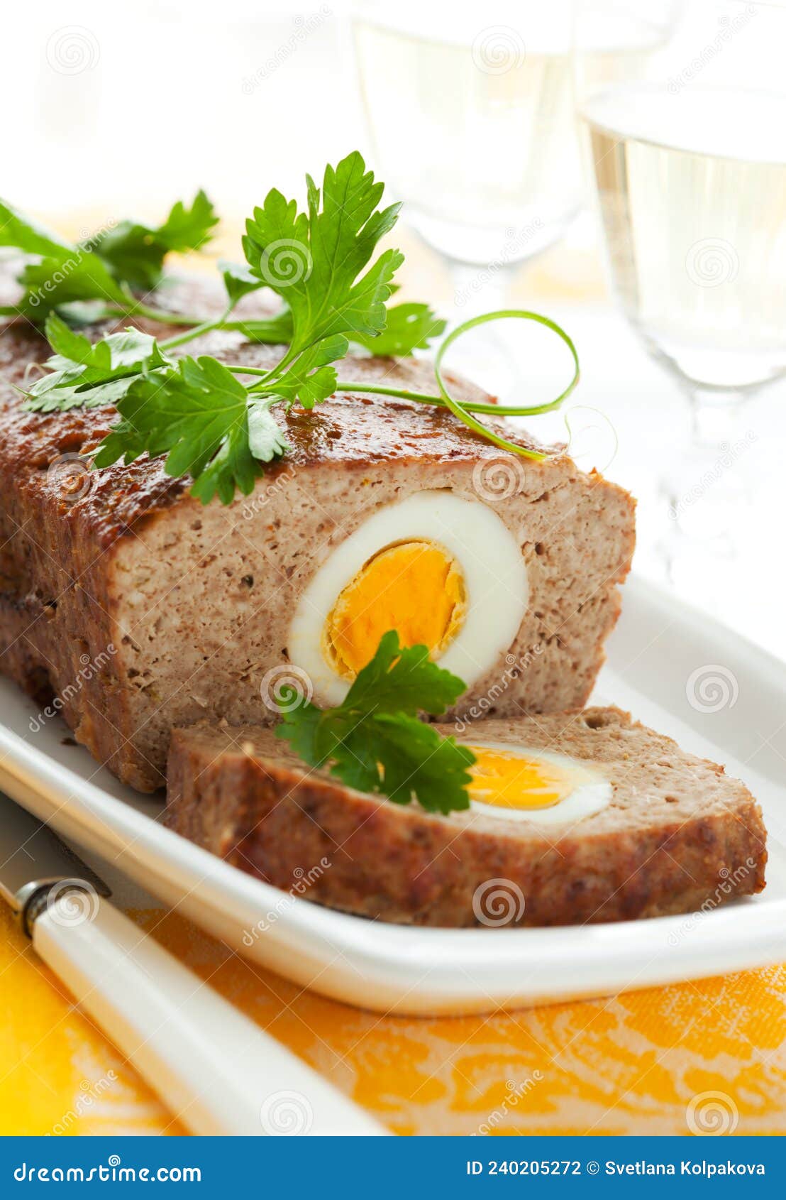 Meatloaf with boiled eggs stock photo. Image of loaf 240205272