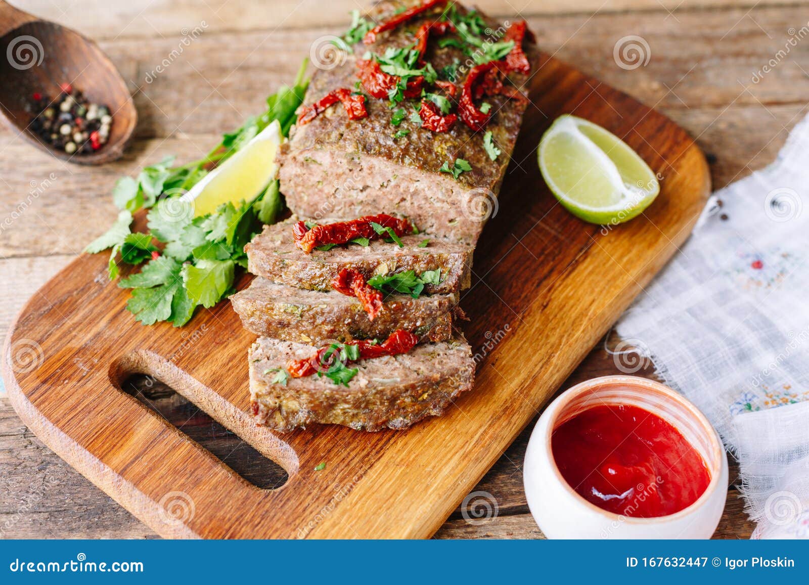 Meatloaf in the kitchen stock image. Image of nutrient 167632447