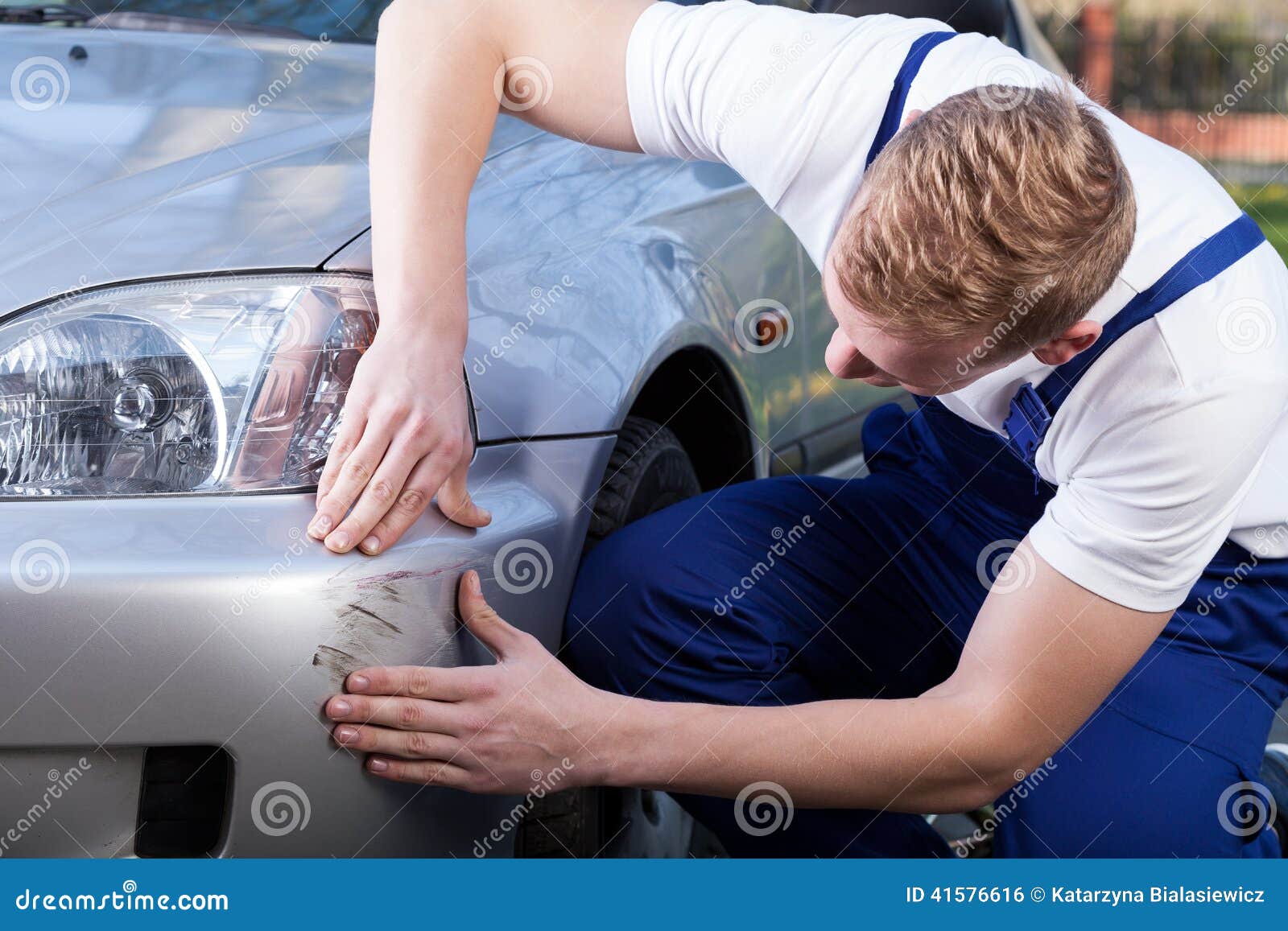 Mechanic Assess the Damage on the Car Stock Photo Image of profession