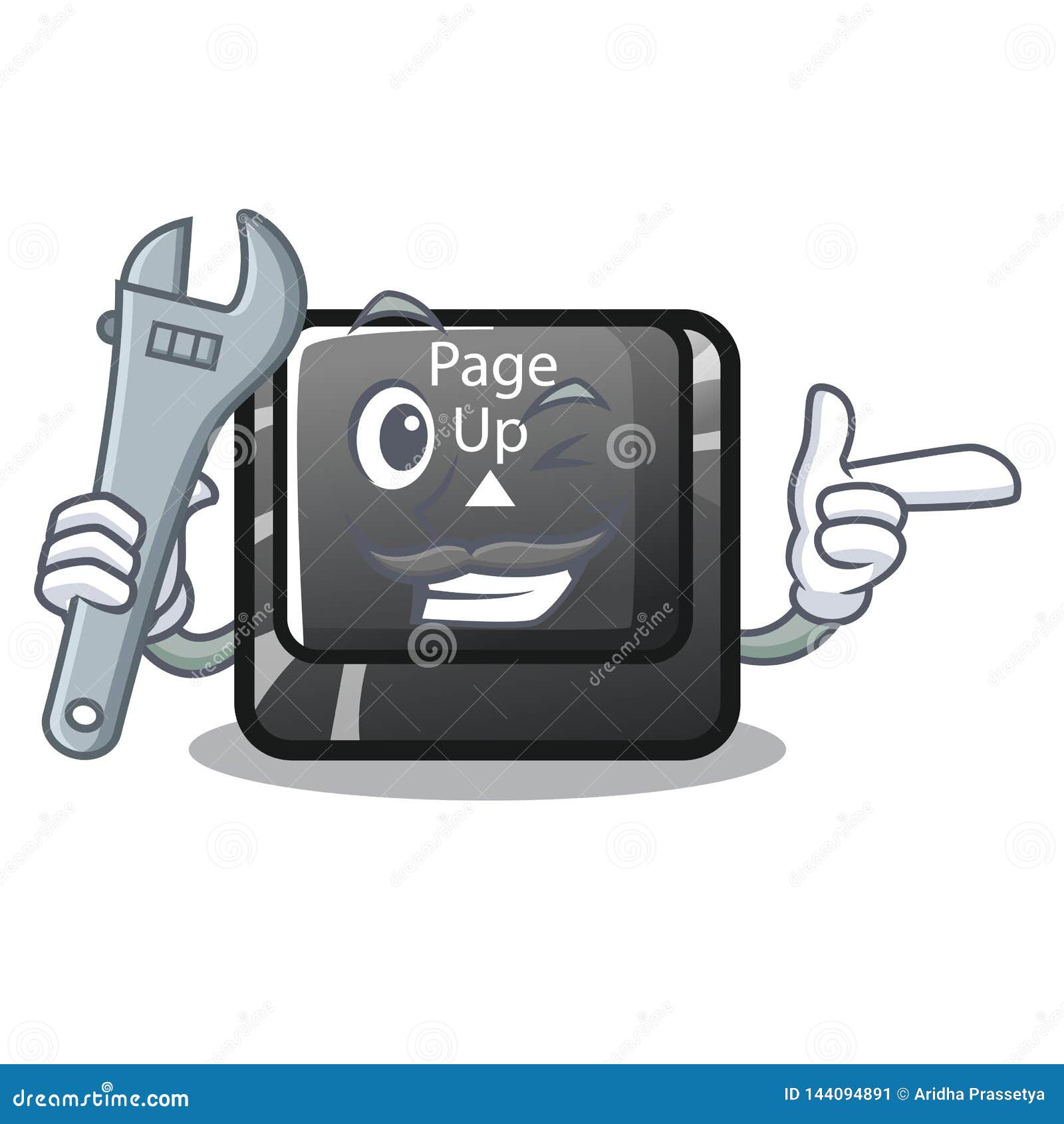 Mechanic button page up the keyboard mascot stock vector illustration