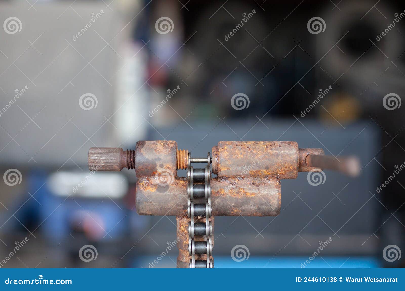 The Mechanic is Cutting the Motorcycle Chain Stock Photo Image of