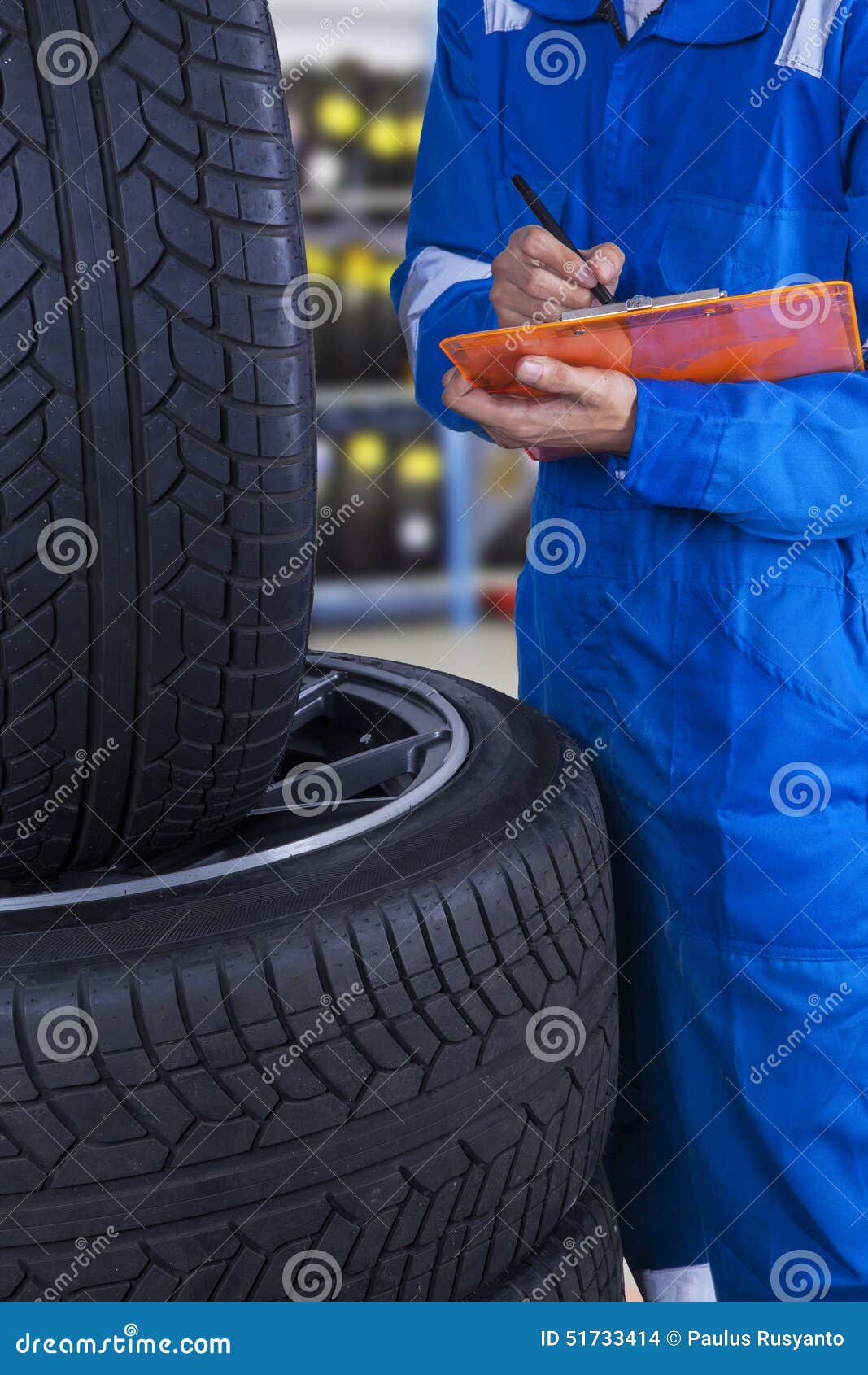 Mechanic Examine the Tires Condition Stock Photo Image of closeup