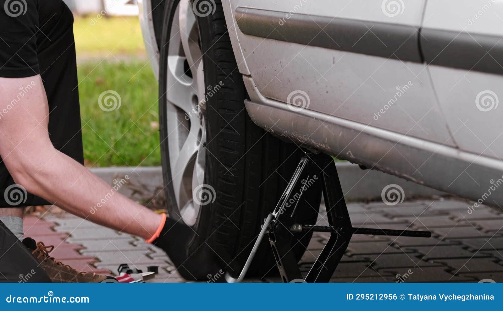Mechanic Fixes Car with Jack Stock Footage Video of handson, vehicle