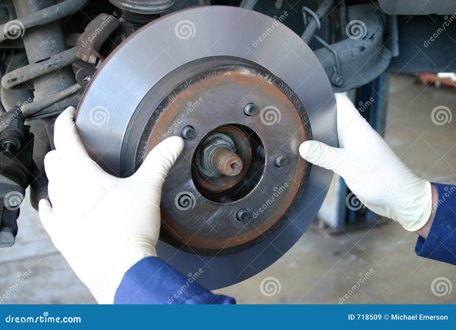 Mechanic Installing Machined Rotor Stock Image Image of hands, lathe