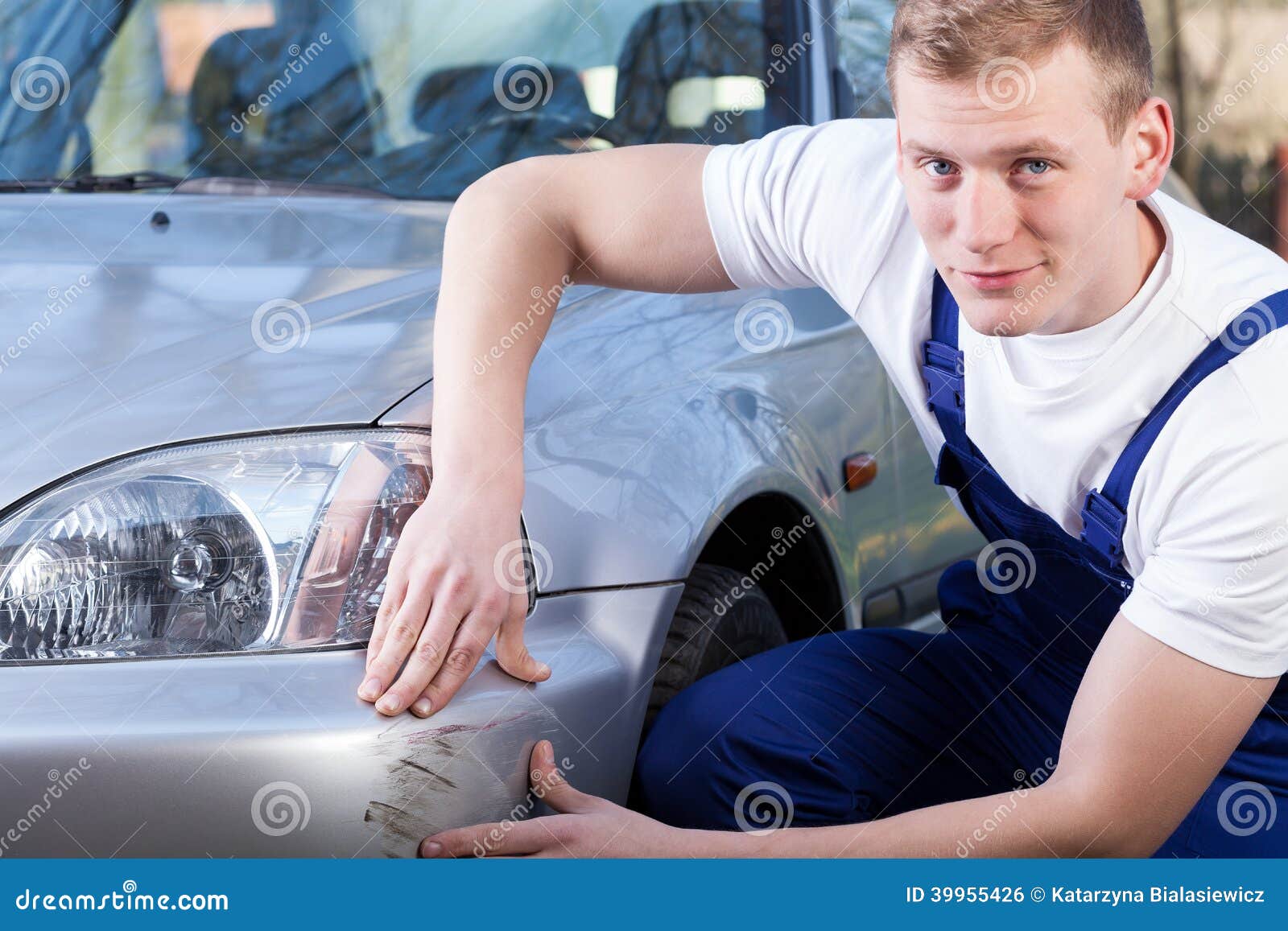 Mechanic Repairing Car Scratching Stock Photo Image of repair