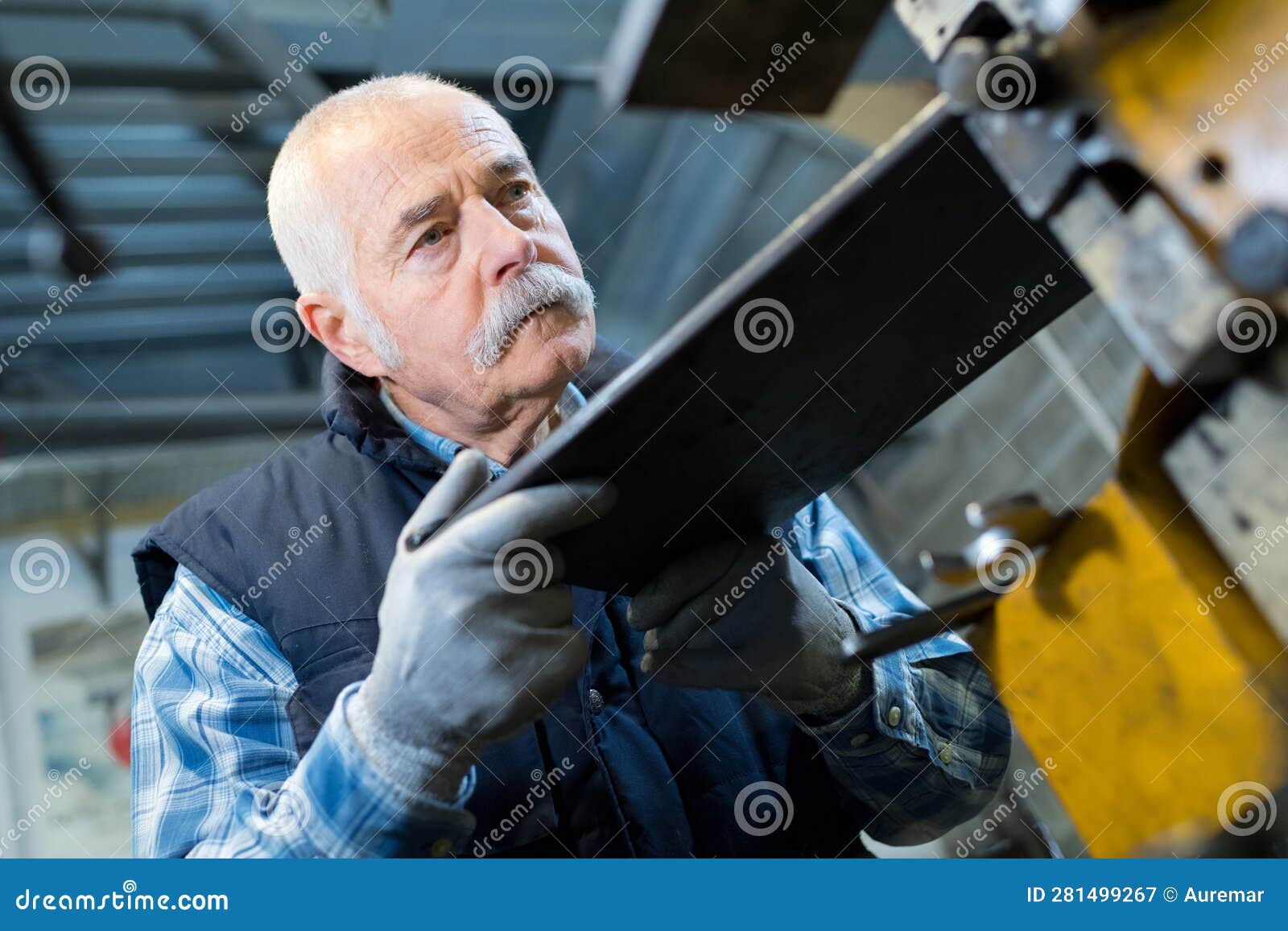 Mechanic Using Industrial Lathe Machine Stock Image Image of