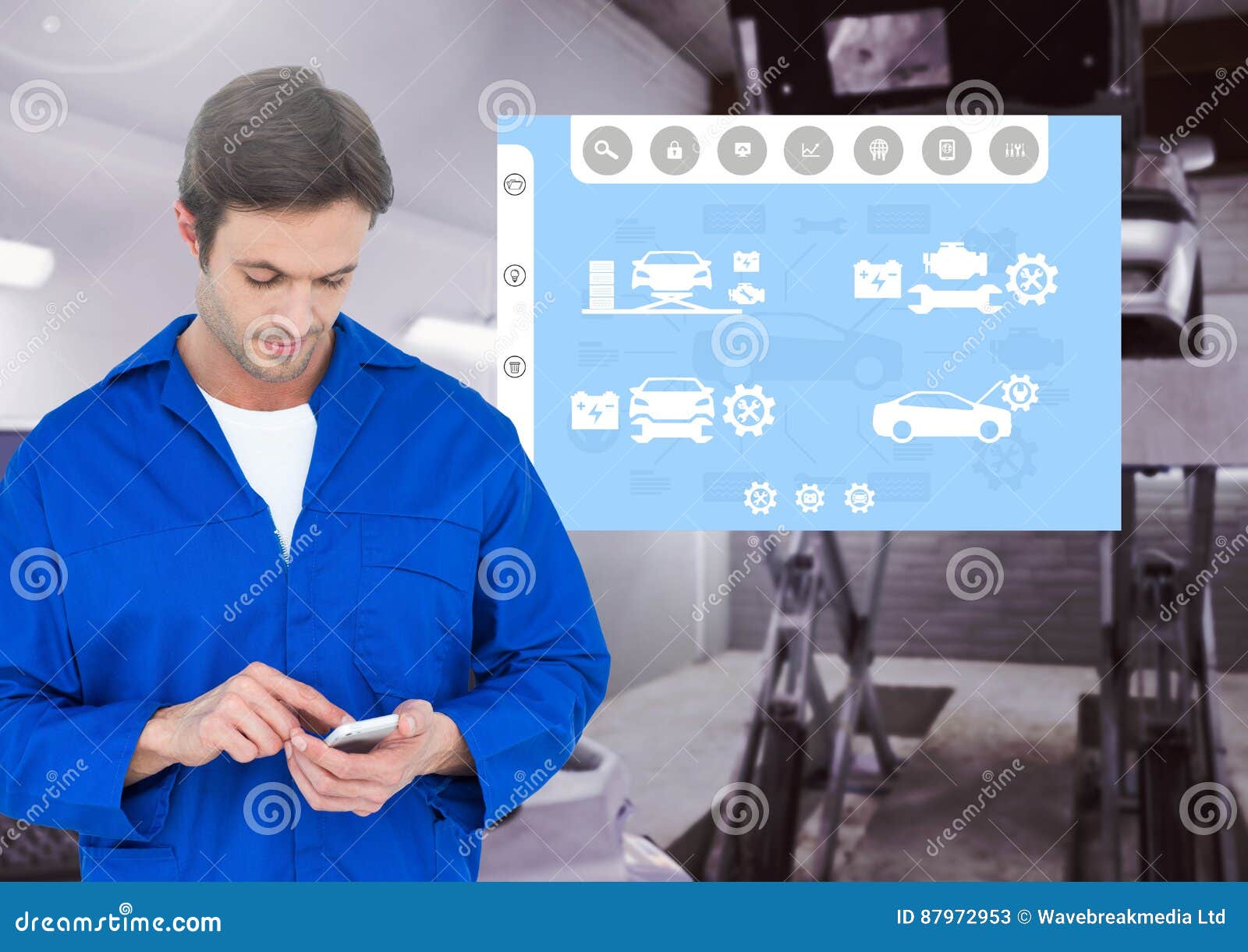 Mechanic Using Mobile Phone Stock Image Image of digitally, male 87972953