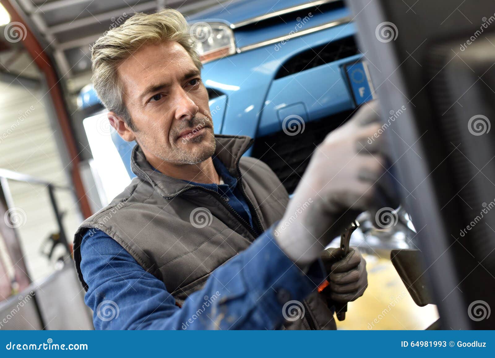 Mechanic Working on Computer Stock Image Image of people, caucasian