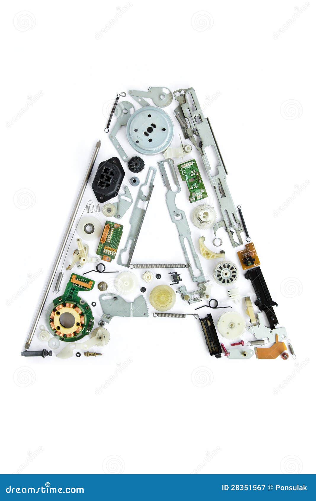 Mechanical Alphabet Made from Electronic Part Stock Image Image of