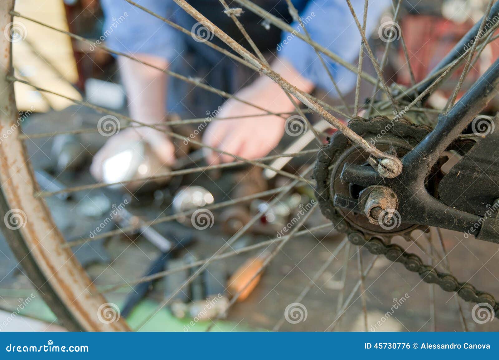 Mechanical Bicycle Wheel Hub Stock Photo Image of working, adult