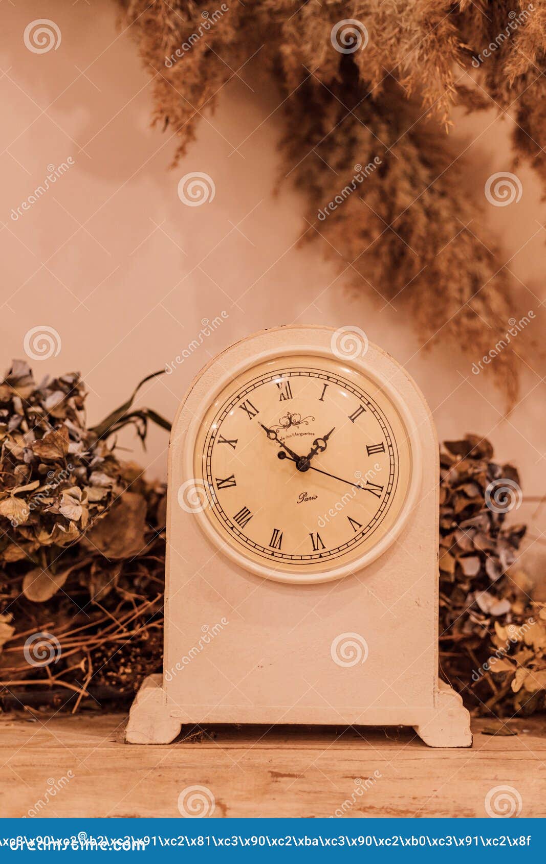 Mechanical Clock with an Alarm Clock on the Table in the Interior. Loft