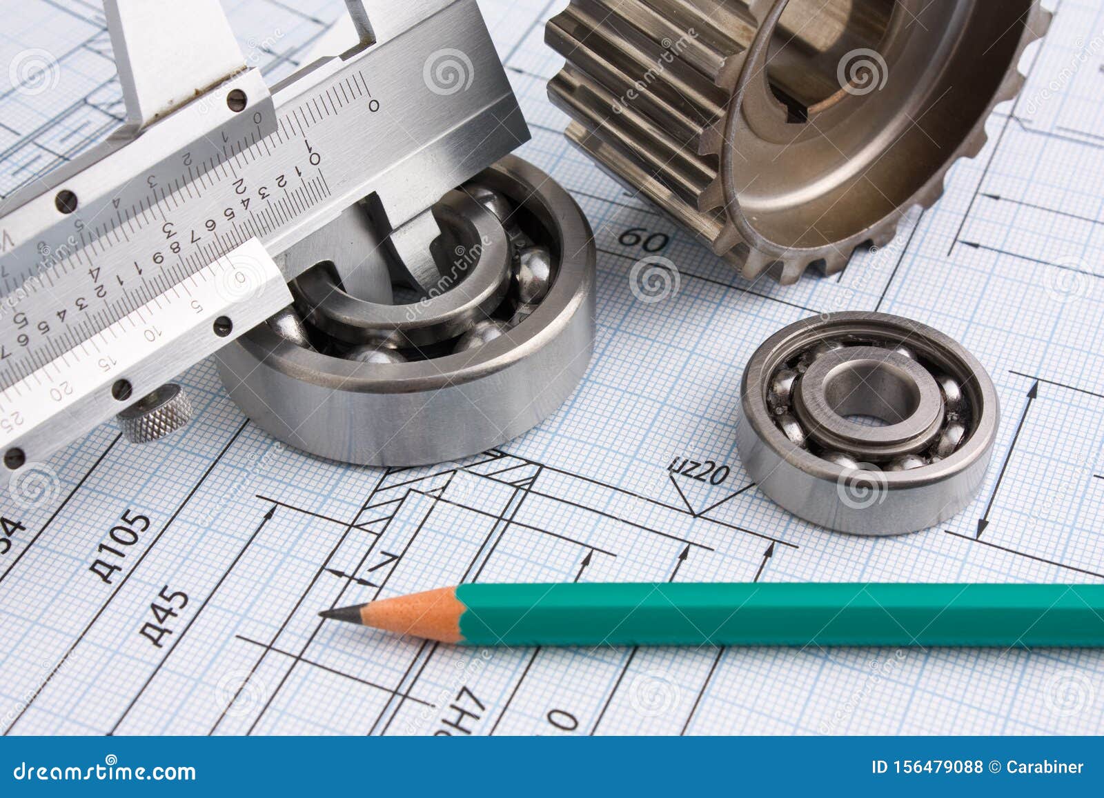 Mechanical Drawing and Pinion Stock Photo Image of callipers