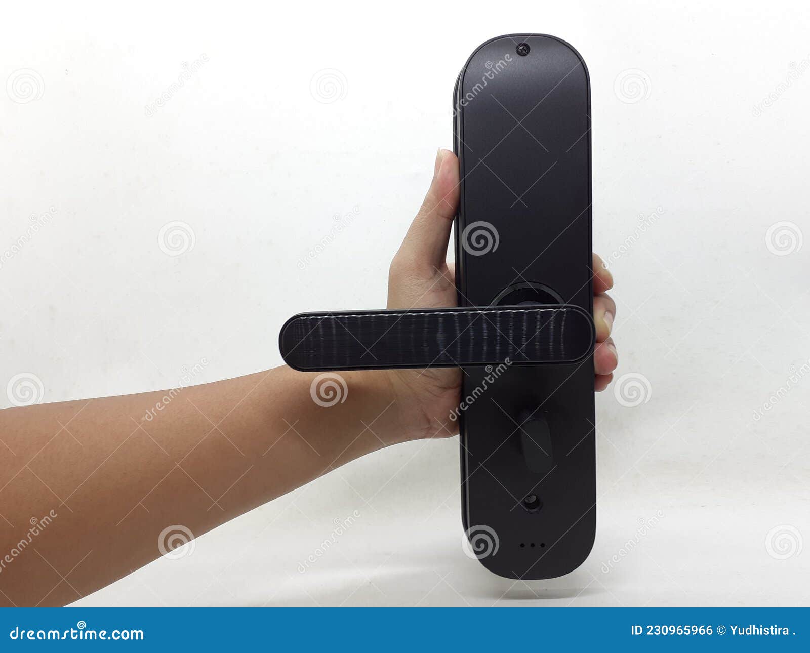 Mechanical and Electrical Door Handle and Its Component on White