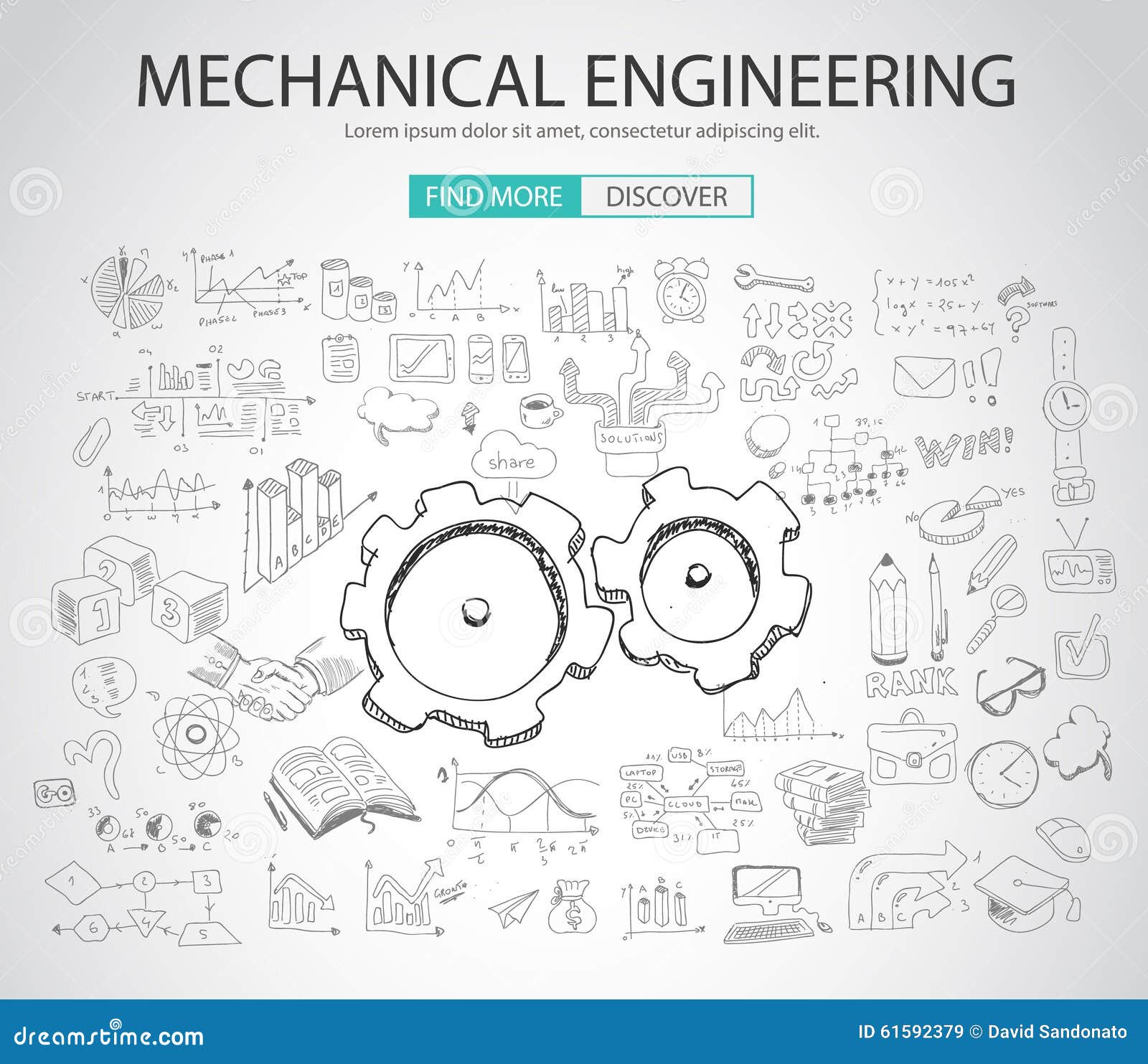 Illustration like doodle that consist of mechanical elements, an