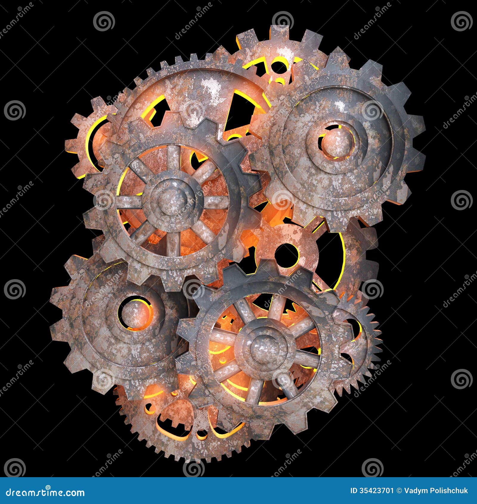 Mechanical gears 3d model stock illustration. Illustration of wheel -  109174635