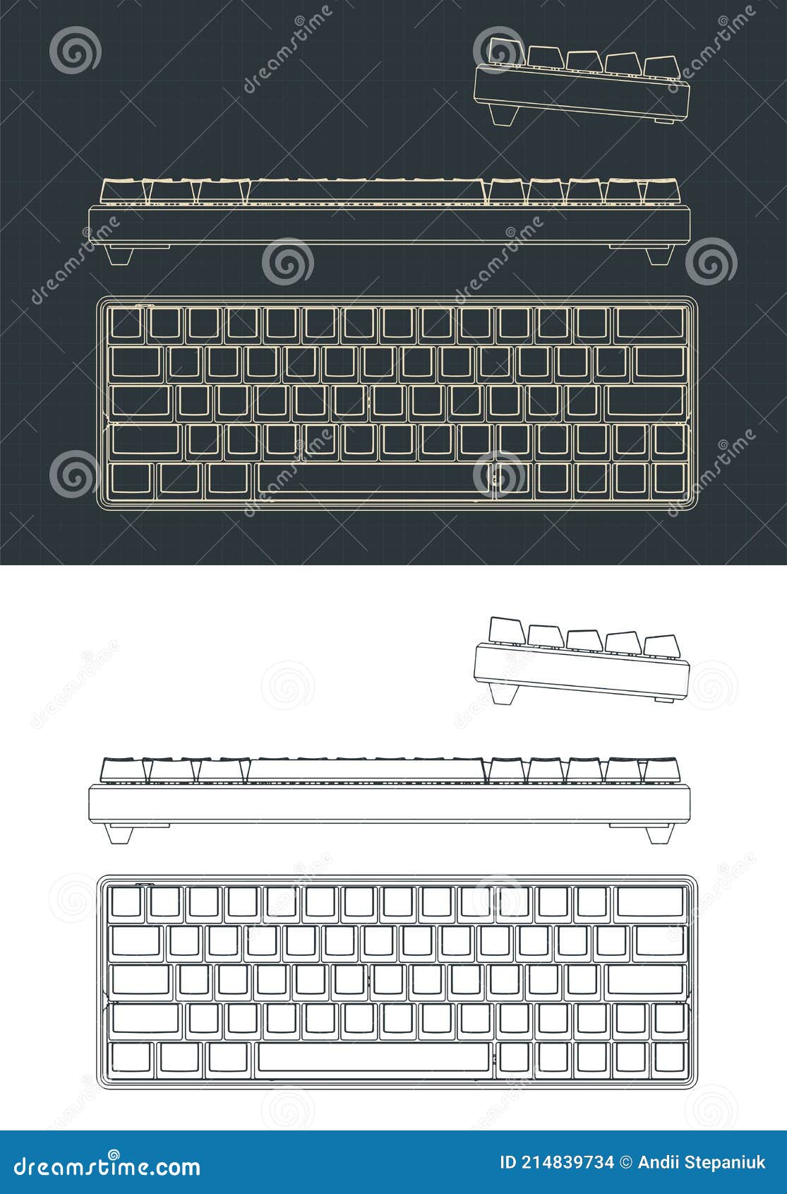 3D view of a computer's keyboard - Cadbull