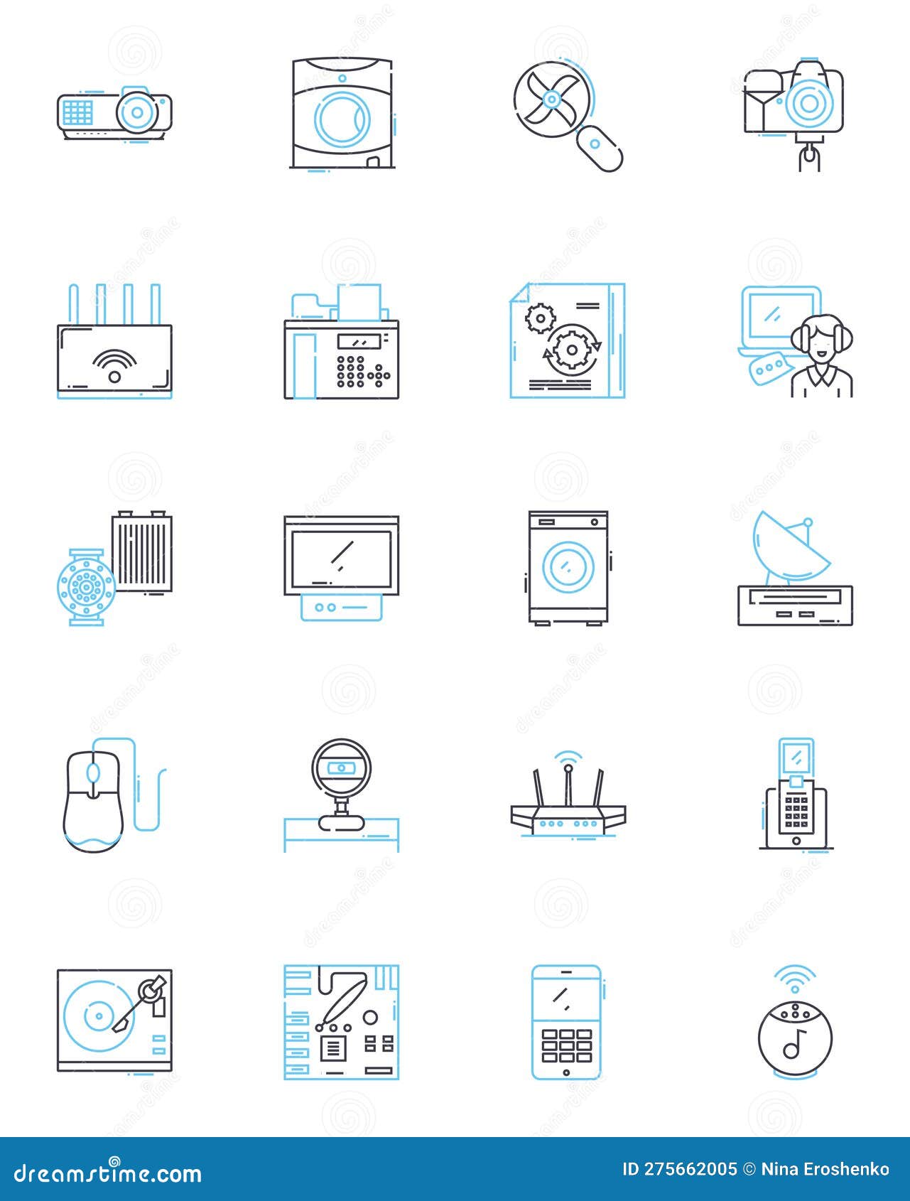 mechanical machinery linear icons set. gears, pistons, motors, engines, bearings, driveshaft, hydraulics line  and